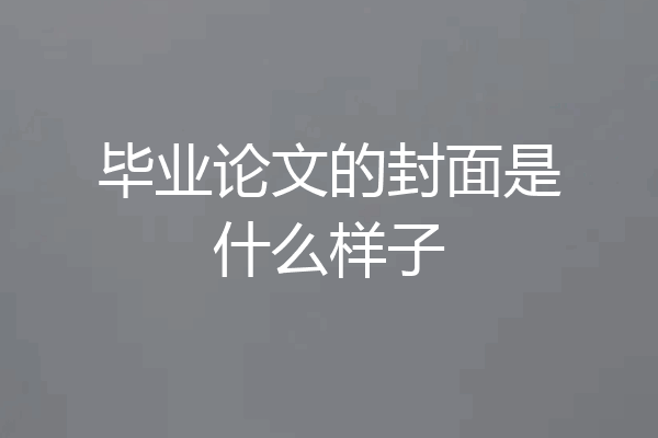 毕业论文的封面是什么样子