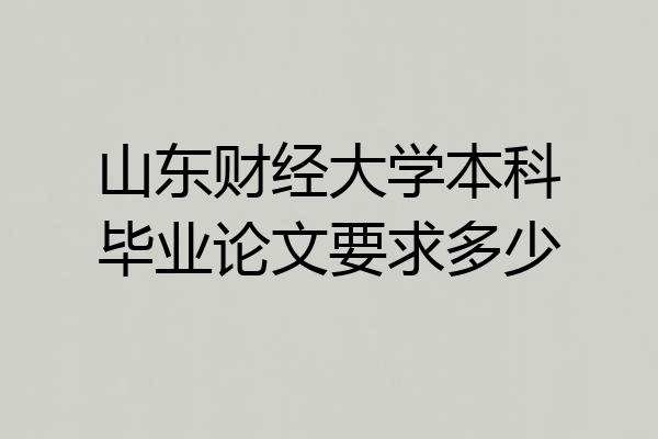 山东财经大学本科毕业论文要求多少
