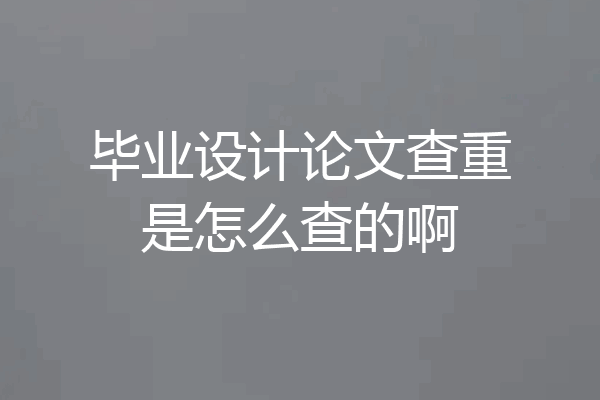 毕业设计论文查重是怎么查的啊
