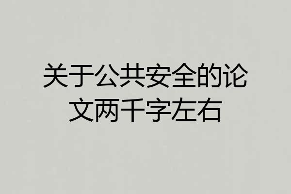 关于公共安全的论文两千字左右