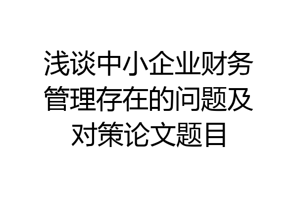 浅谈中小企业财务管理存在的问题及对策论文题目