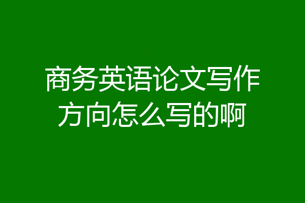 商务英语论文写作方向怎么写的啊