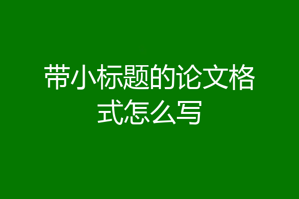 带小标题的论文格式怎么写