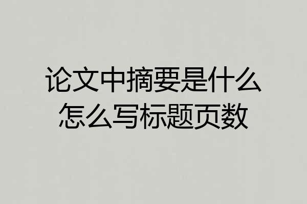 论文中摘要是什么怎么写标题页数