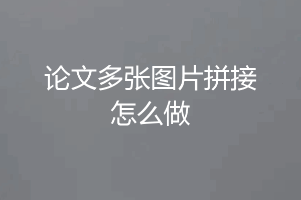 论文多张图片拼接怎么做