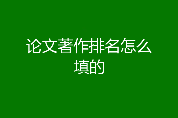 论文著作排名怎么填的