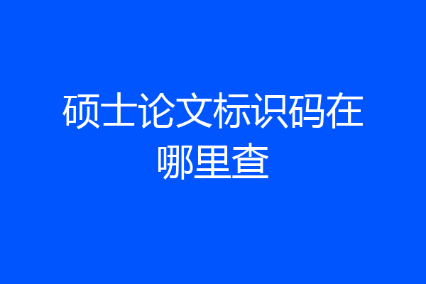 硕士论文标识码在哪里查