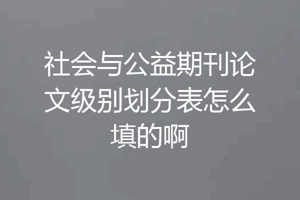 社会与公益期刊论文级别划分表怎么填的啊