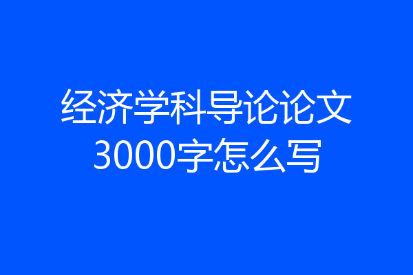 经济学科导论论文3000字怎么写