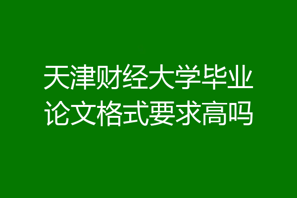 天津财经大学毕业论文格式要求高吗