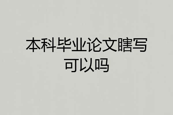 本科毕业论文瞎写可以吗