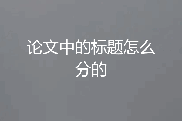论文中的标题怎么分的