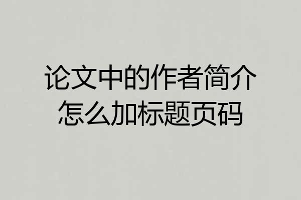论文中的作者简介怎么加标题页码