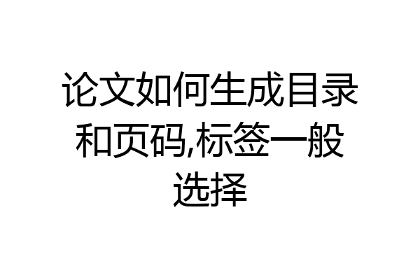 论文如何生成目录和页码,标签一般选择