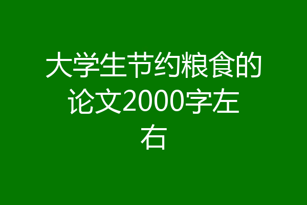 大学生节约粮食的论文2000字左右