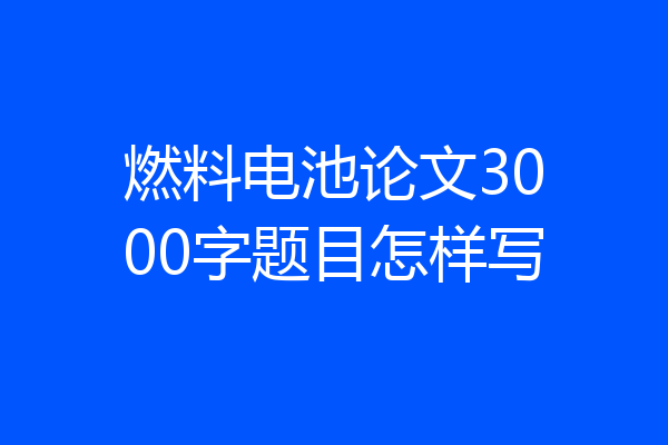 燃料电池论文3000字题目怎样写