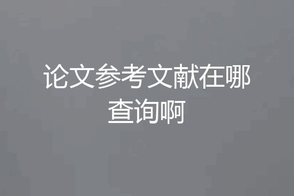 论文参考文献在哪查询啊