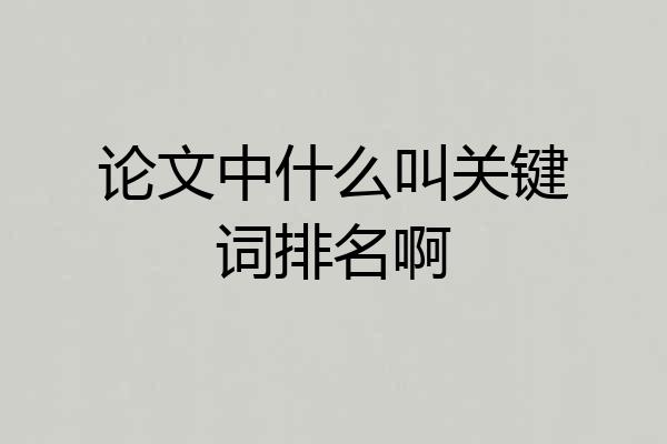 论文中什么叫关键词排名啊
