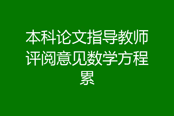 本科论文指导教师评阅意见数学方程累