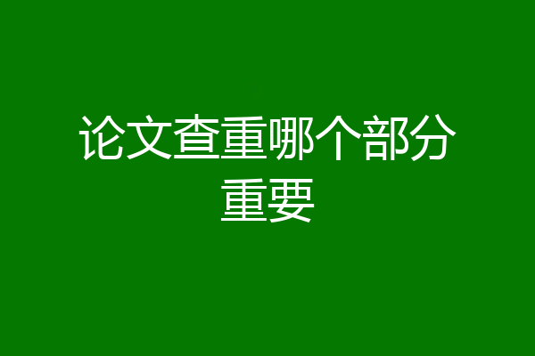 论文查重哪个部分重要