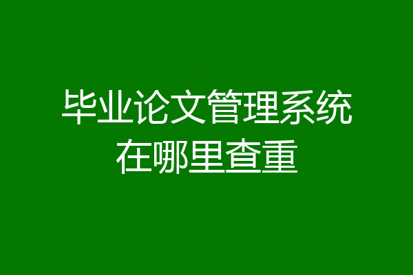 毕业论文管理系统在哪里查重
