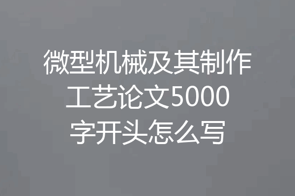 微型机械及其制作工艺论文5000字开头怎么写