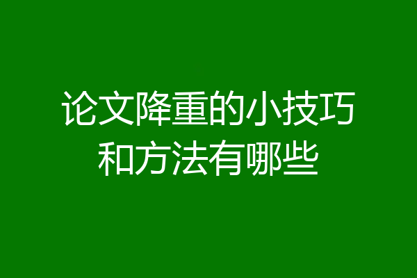 论文降重的小技巧和方法有哪些