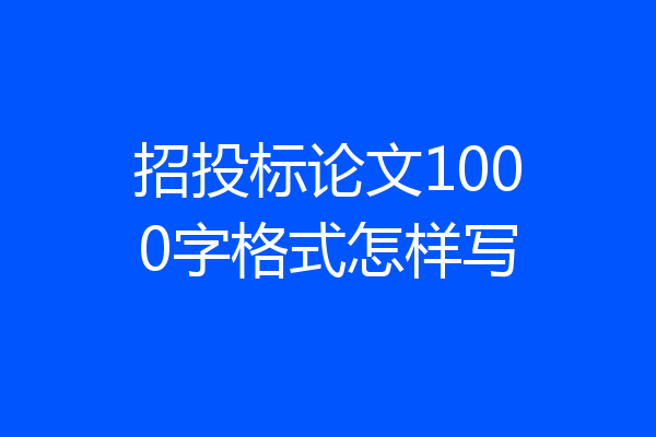 招投标论文1000字格式怎样写
