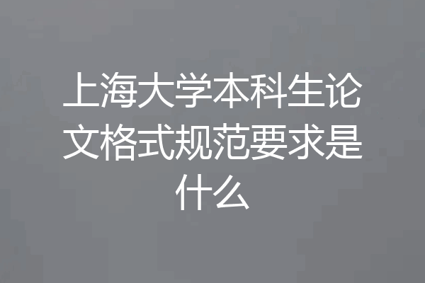 上海大学本科生论文格式规范要求是什么