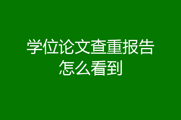 学位论文查重报告怎么看到