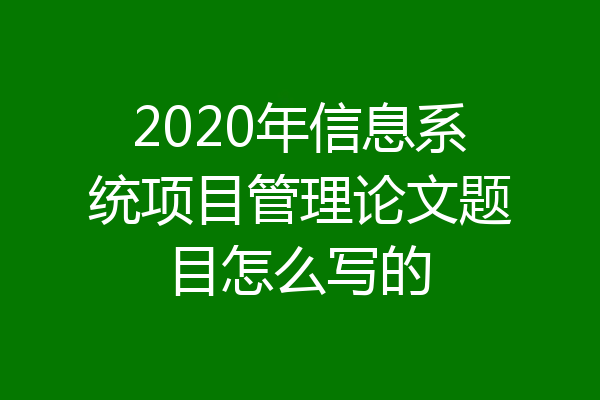 2020年信息系统项目管理论文题目怎么写的