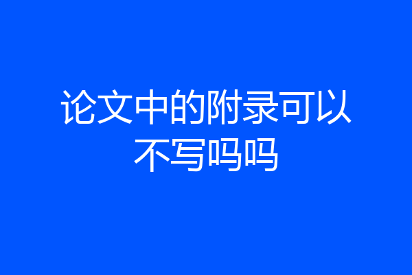 论文中的附录可以不写吗吗