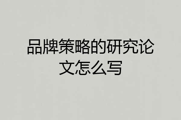 品牌策略的研究论文怎么写