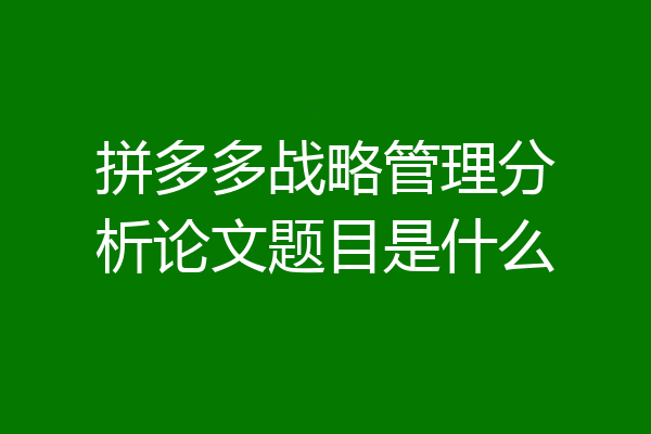 拼多多战略管理分析论文题目是什么