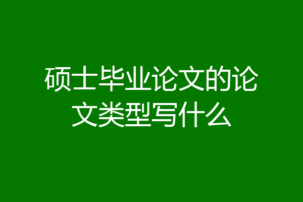 硕士毕业论文的论文类型写什么