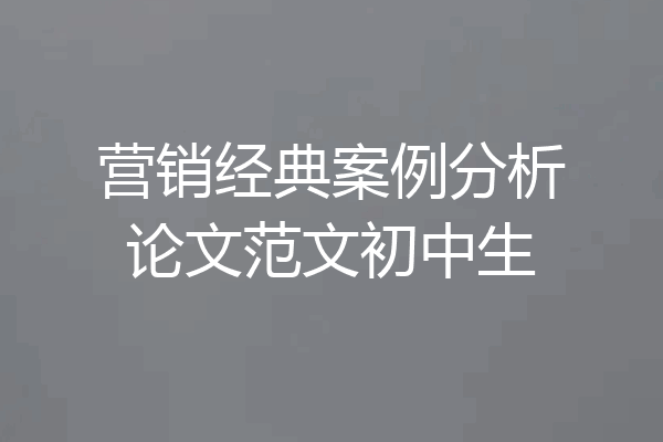 营销经典案例分析论文范文初中生