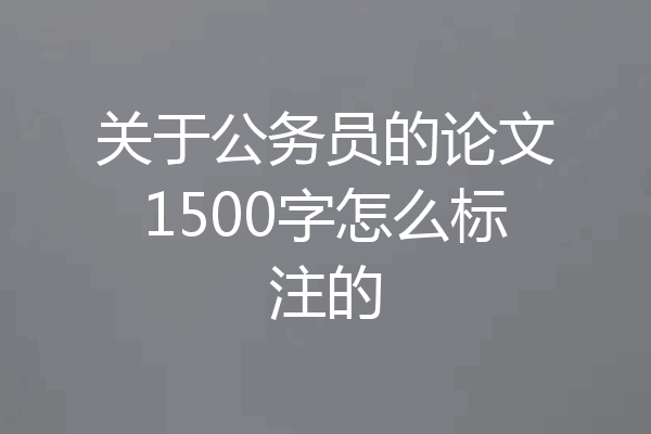关于公务员的论文1500字怎么标注的