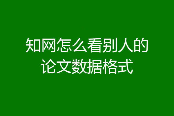 知网怎么看别人的论文数据格式