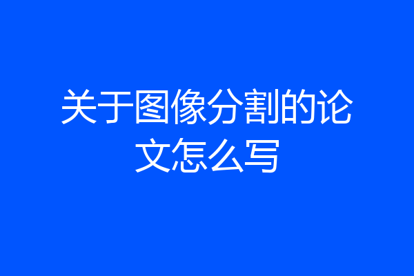 关于图像分割的论文怎么写