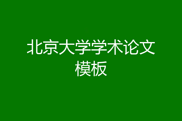 北京大学学术论文模板