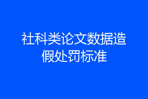 社科类论文数据造假处罚标准