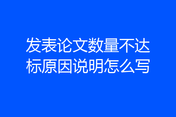 发表论文数量不达标原因说明怎么写