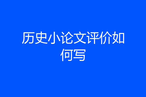 历史小论文评价如何写