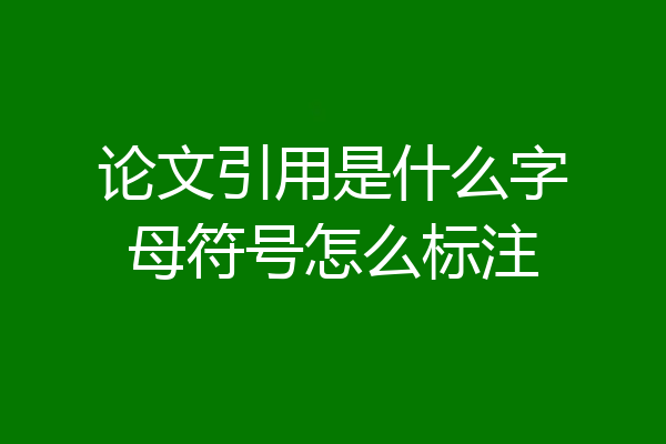 论文引用是什么字母符号怎么标注