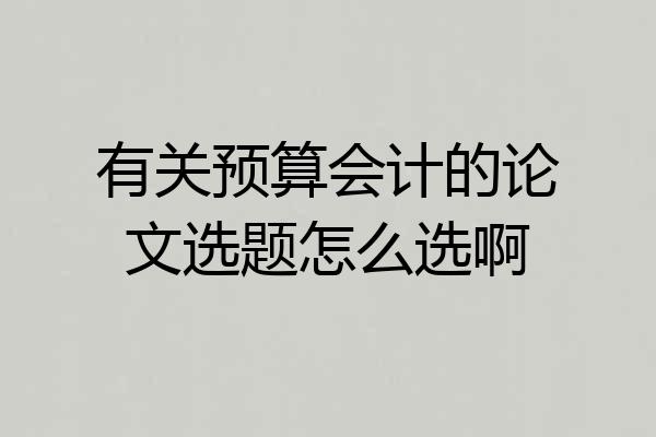 有关预算会计的论文选题怎么选啊