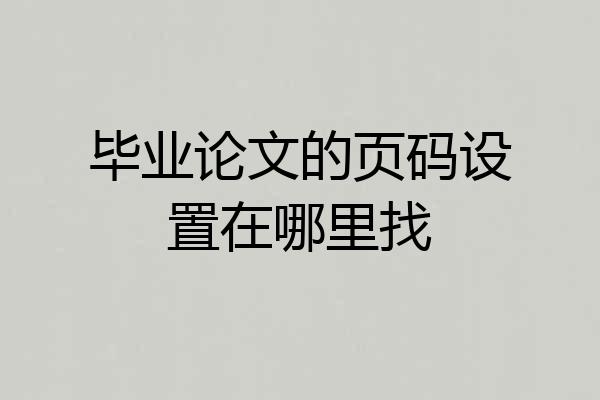毕业论文的页码设置在哪里找