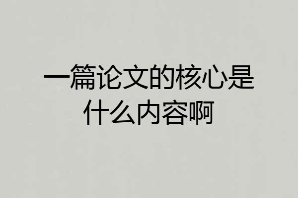 一篇论文的核心是什么内容啊
