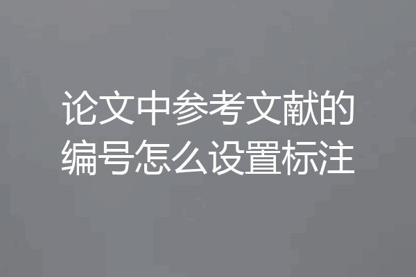 论文中参考文献的编号怎么设置标注