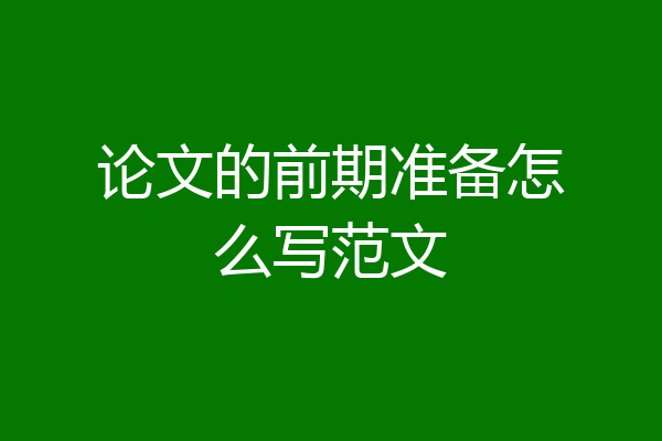 论文的前期准备怎么写范文