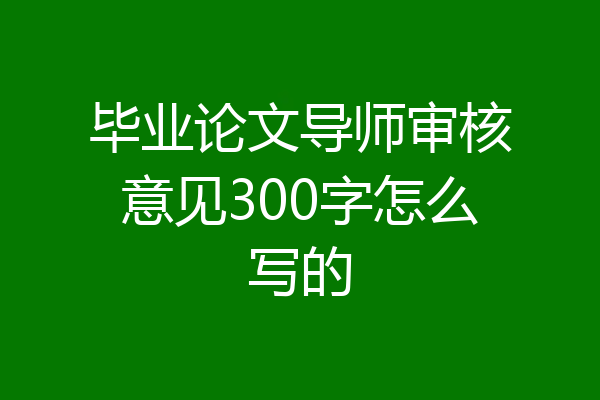 毕业论文导师审核意见300字怎么写的